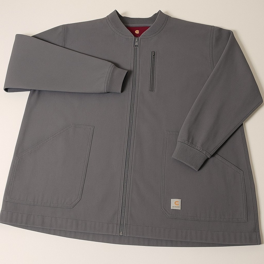Carhartt Men's Utility Zip Jacket XL Gray Ripstop Medical Workwear C84108